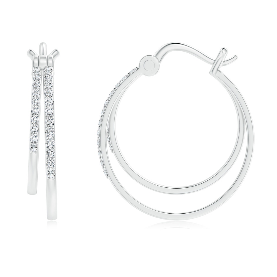 1mm GVS2 Classic Diamond Studded Double Hoop Earrings in P950 Platinum side 199