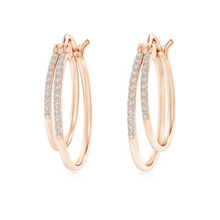 1mm HSI2 Classic Diamond Studded Double Hoop Earrings in 9K Rose Gold