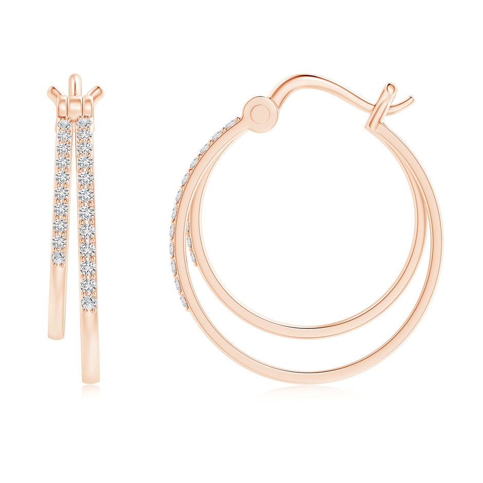 1mm HSI2 Classic Diamond Studded Double Hoop Earrings in 9K Rose Gold side 199