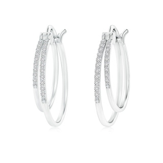 1mm HSI2 Classic Diamond Studded Double Hoop Earrings in White Gold