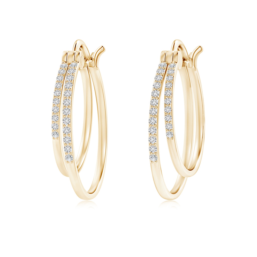 1mm HSI2 Classic Diamond Studded Double Hoop Earrings in Yellow Gold