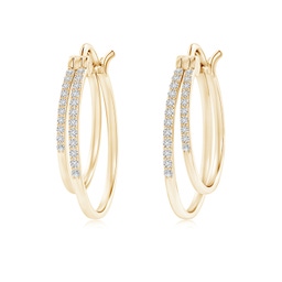 1mm HSI2 Classic Diamond Studded Double Hoop Earrings in Yellow Gold