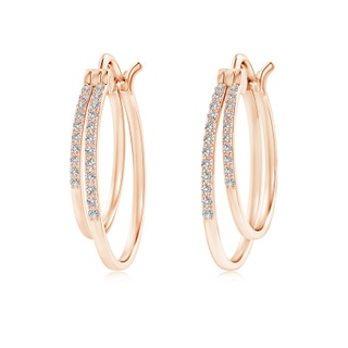 1mm IJI1I2 Classic Diamond Studded Double Hoop Earrings in 9K Rose Gold