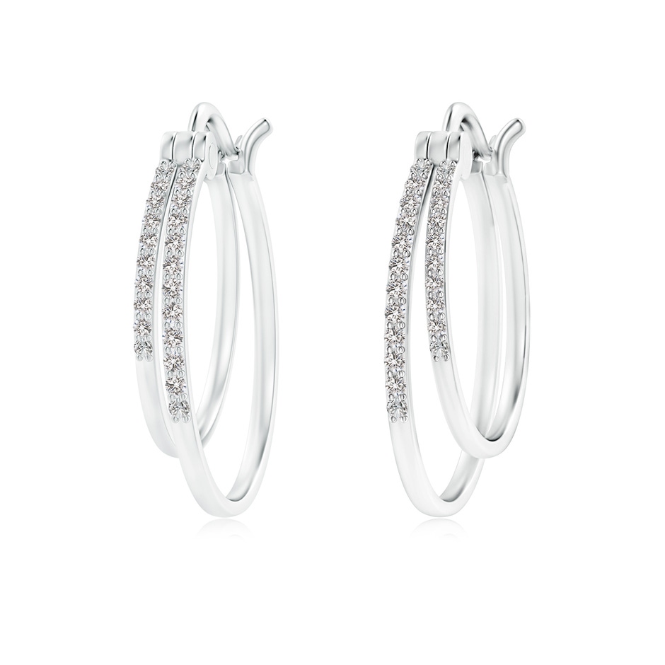 1mm IJI1I2 Classic Diamond Studded Double Hoop Earrings in 9K White Gold 