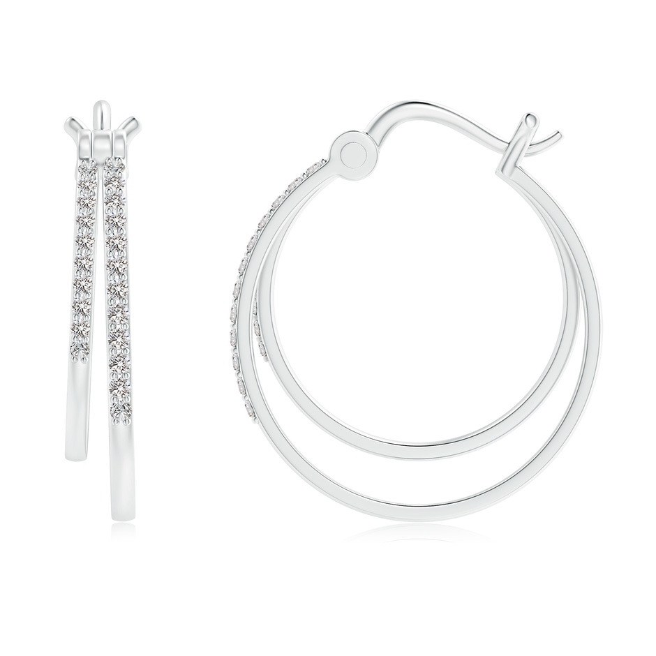 1mm IJI1I2 Classic Diamond Studded Double Hoop Earrings in 9K White Gold side 199