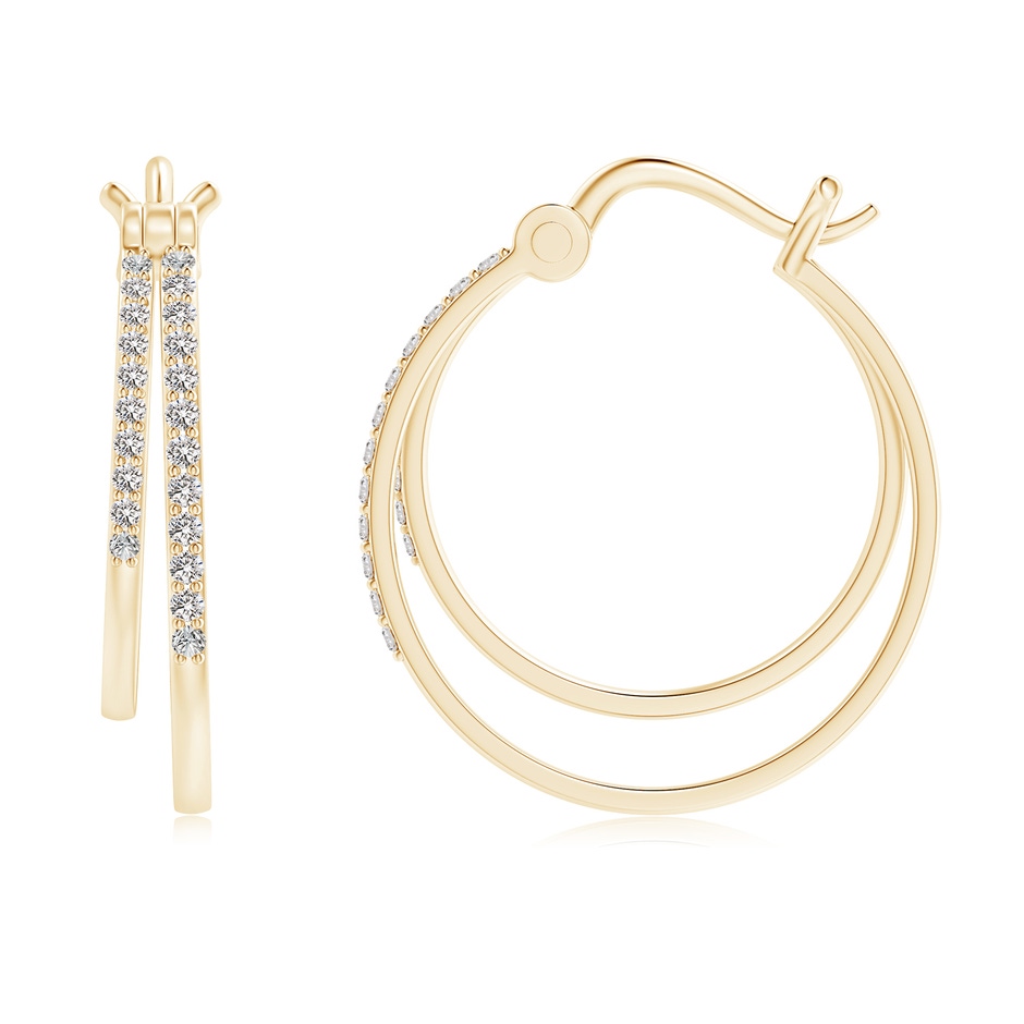 1mm IJI1I2 Classic Diamond Studded Double Hoop Earrings in Yellow Gold side 199