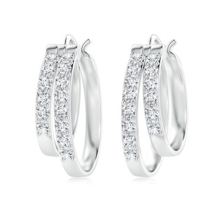 2mm GVS2 Classic Diamond Studded Double Hoop Earrings in P950 Platinum