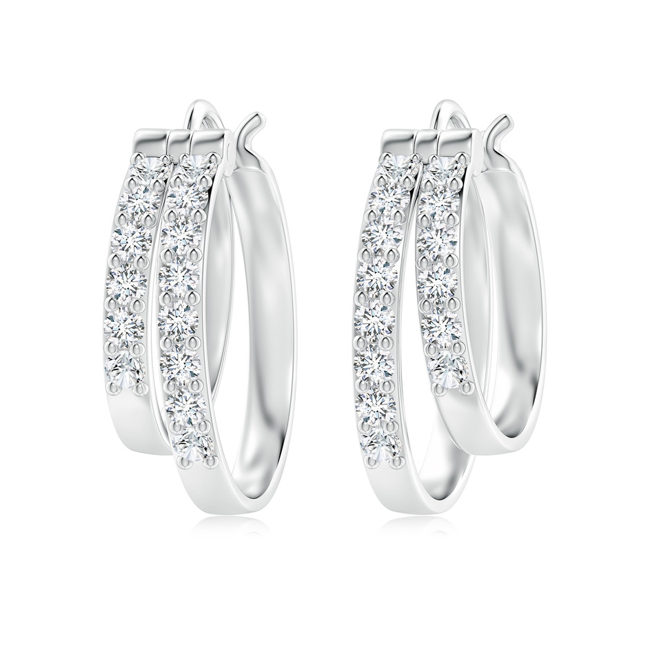 2mm GVS2 Classic Diamond Studded Double Hoop Earrings in P950 Platinum 
