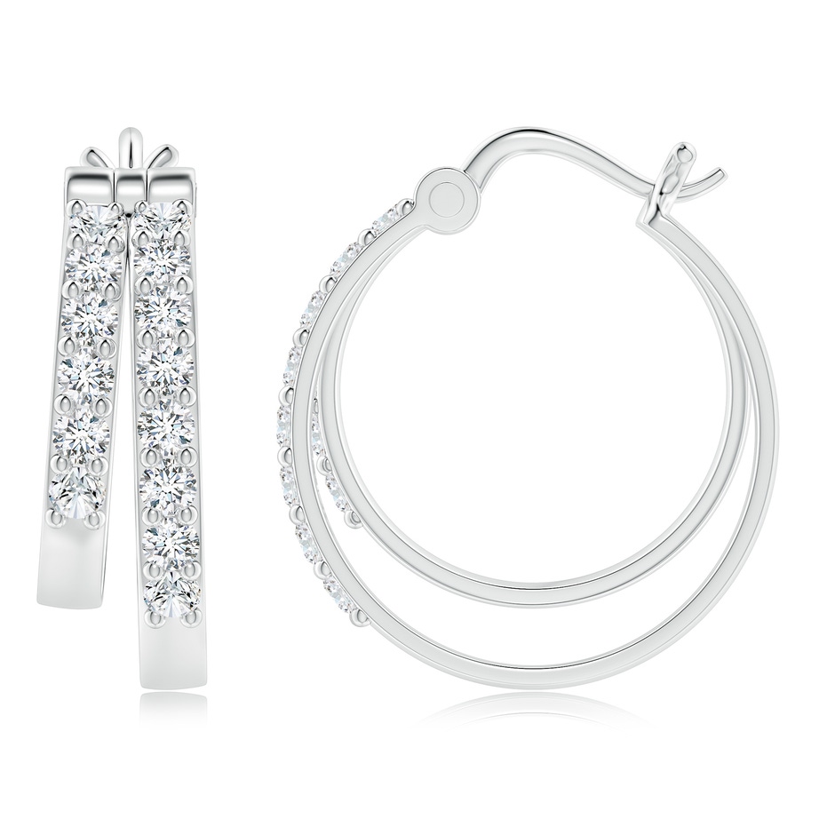 2mm GVS2 Classic Diamond Studded Double Hoop Earrings in P950 Platinum side 199