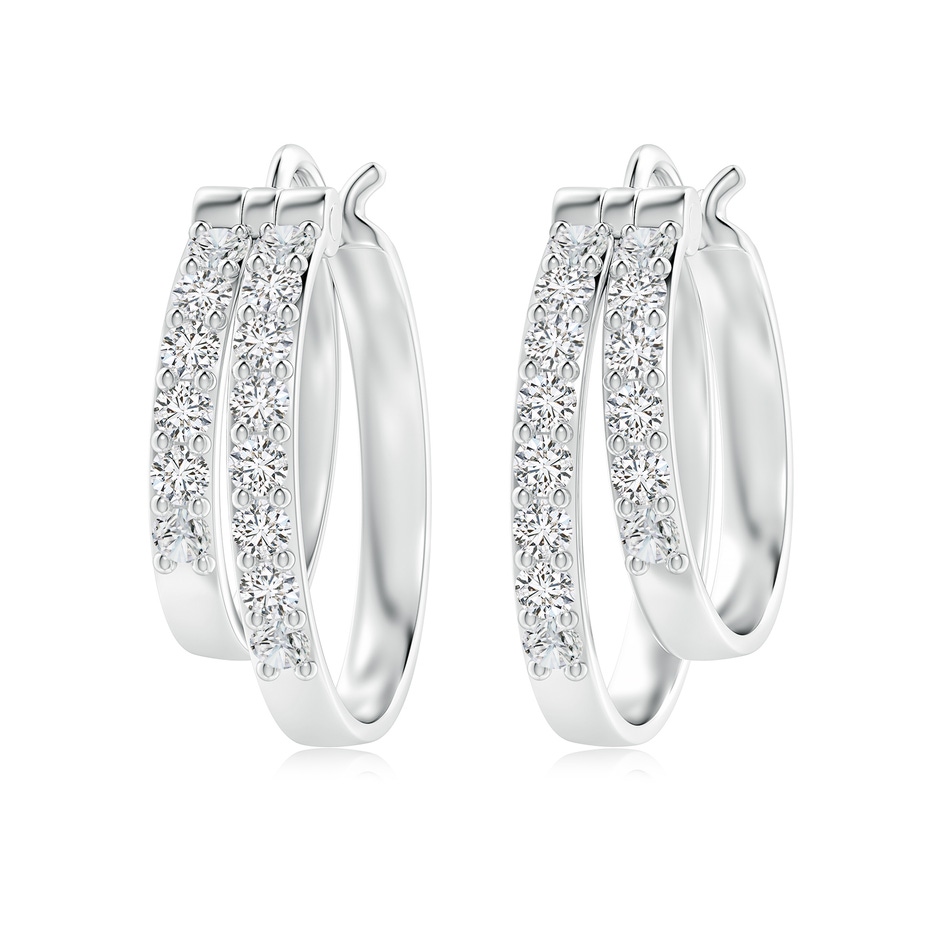2mm HSI2 Classic Diamond Studded Double Hoop Earrings in P950 Platinum 