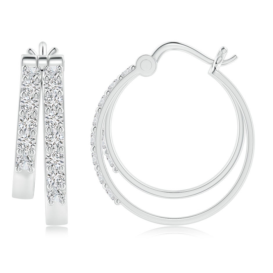 2mm HSI2 Classic Diamond Studded Double Hoop Earrings in P950 Platinum side 199