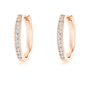 1.6mm GVS2 Channel-Set Round Diamond Hoop Earrings in 9K Rose Gold