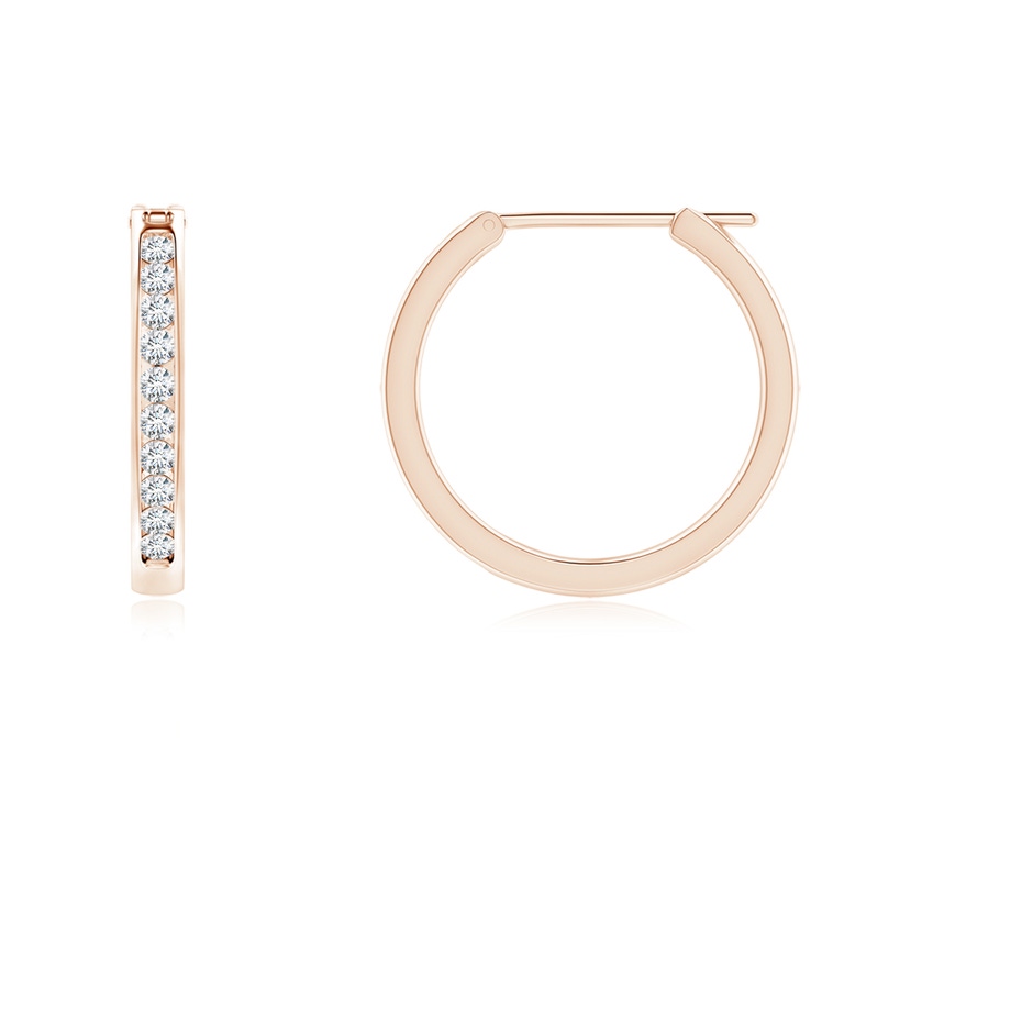 1.6mm GVS2 Channel-Set Round Diamond Hoop Earrings in Rose Gold Side-1