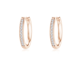 1.6mm HSI2 Channel-Set Round Diamond Hoop Earrings in Rose Gold