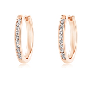 1.6mm IJI1I2 Channel-Set Round Diamond Hoop Earrings in 9K Rose Gold