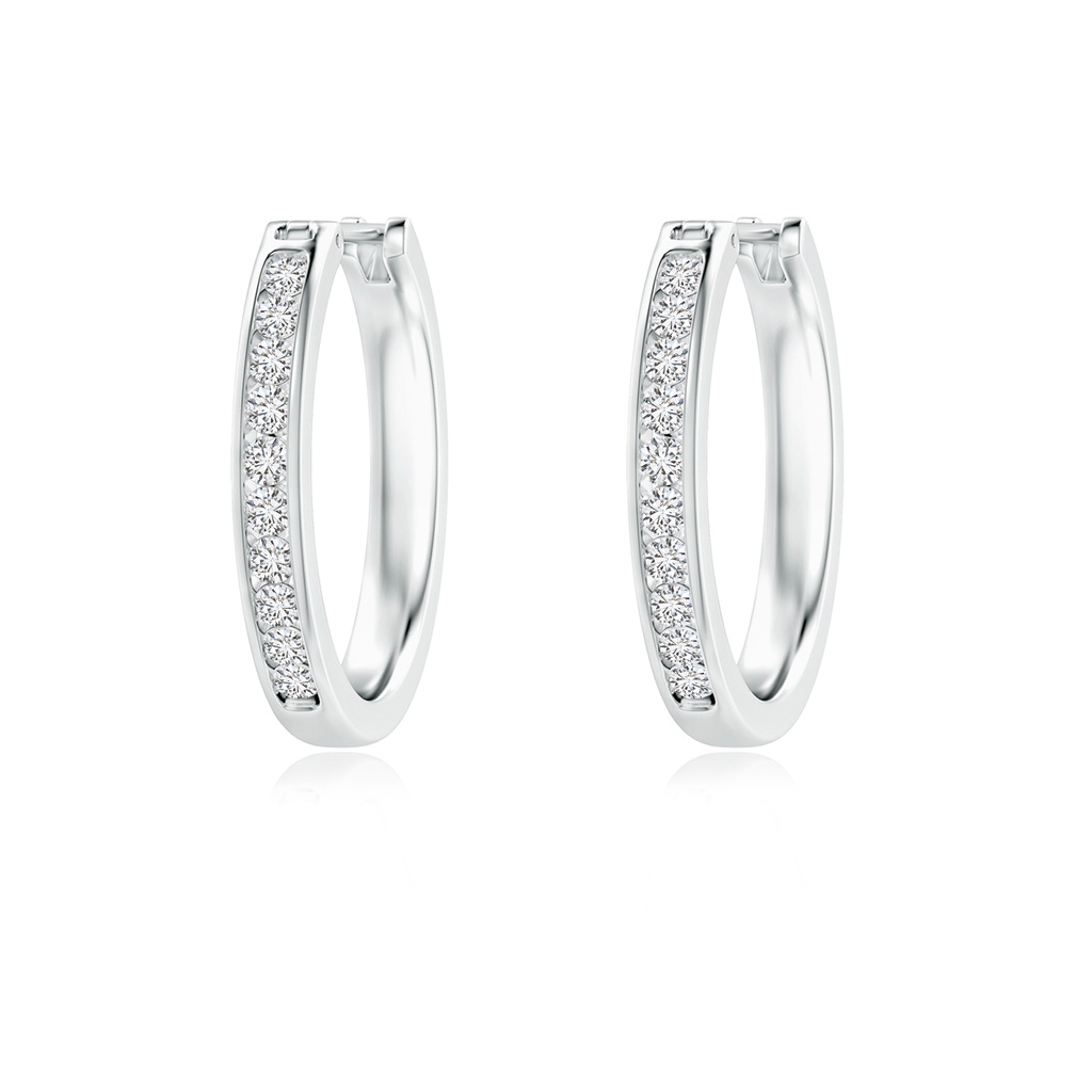 2.1mm HSI2 Channel-Set Round Diamond Hoop Earrings in White Gold