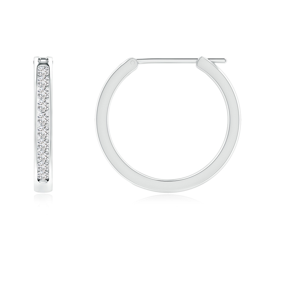 2.1mm HSI2 Channel-Set Round Diamond Hoop Earrings in White Gold Side-1