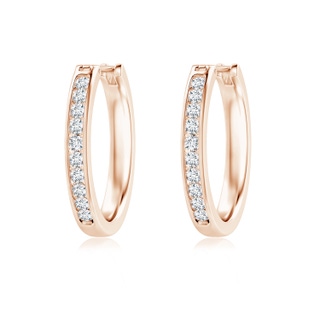 2.3mm GVS2 Channel-Set Round Diamond Hoop Earrings in 9K Rose Gold