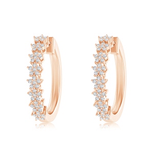 0.9mm GVS2 Floating Flower Diamond Clustre Hoop Earrings in Rose Gold