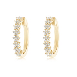 0.9mm GVS2 Floating Flower Diamond Clustre Hoop Earrings in Yellow Gold