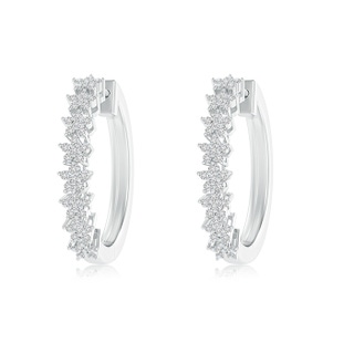 0.9mm HSI2 Floating Flower Diamond Clustre Hoop Earrings in P950 Platinum