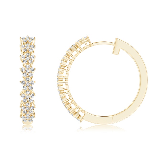 0.9mm HSI2 Floating Flower Diamond Clustre Hoop Earrings in Yellow Gold Product Image