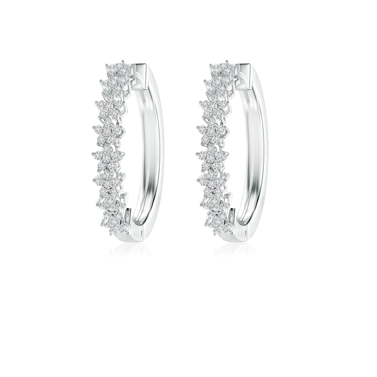 Floating Flower Diamond Clustre Hoop Earrings | Angara