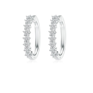 1.1mm HSI2 Floating Flower Diamond Clustre Hoop Earrings in White Gold