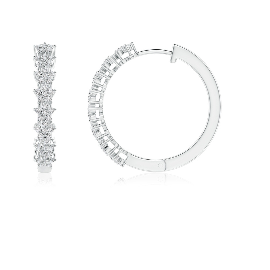 1.1mm HSI2 Floating Flower Diamond Clustre Hoop Earrings in White Gold side-1