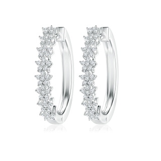 1.2mm GVS2 Floating Flower Diamond Clustre Hoop Earrings in P950 Platinum