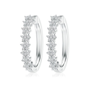 1.2mm HSI2 Floating Flower Diamond Clustre Hoop Earrings in P950 Platinum