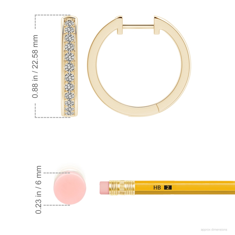 2.2mm KI3 pave-Set Round Diamond Hinged Hoop Earrings in 18K Yellow Gold ruler