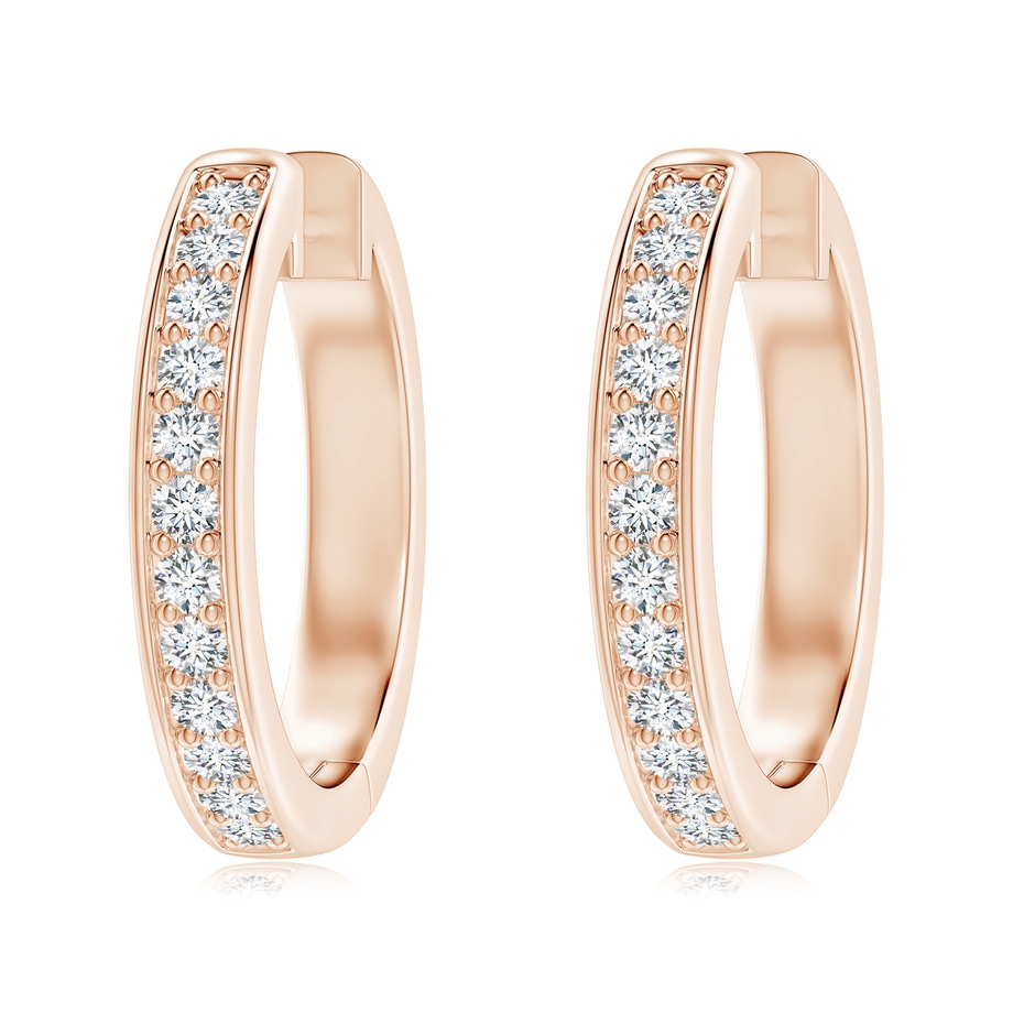 2.8mm GVS2 pave-Set Round Diamond Hinged Hoop Earrings in 18K Rose Gold 