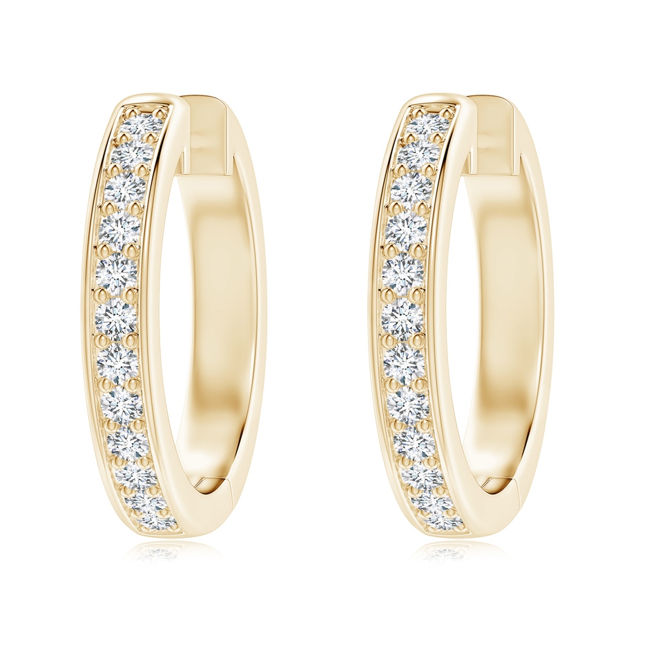 2.8mm GVS2 pave-Set Round Diamond Hinged Hoop Earrings in 18K Yellow Gold 