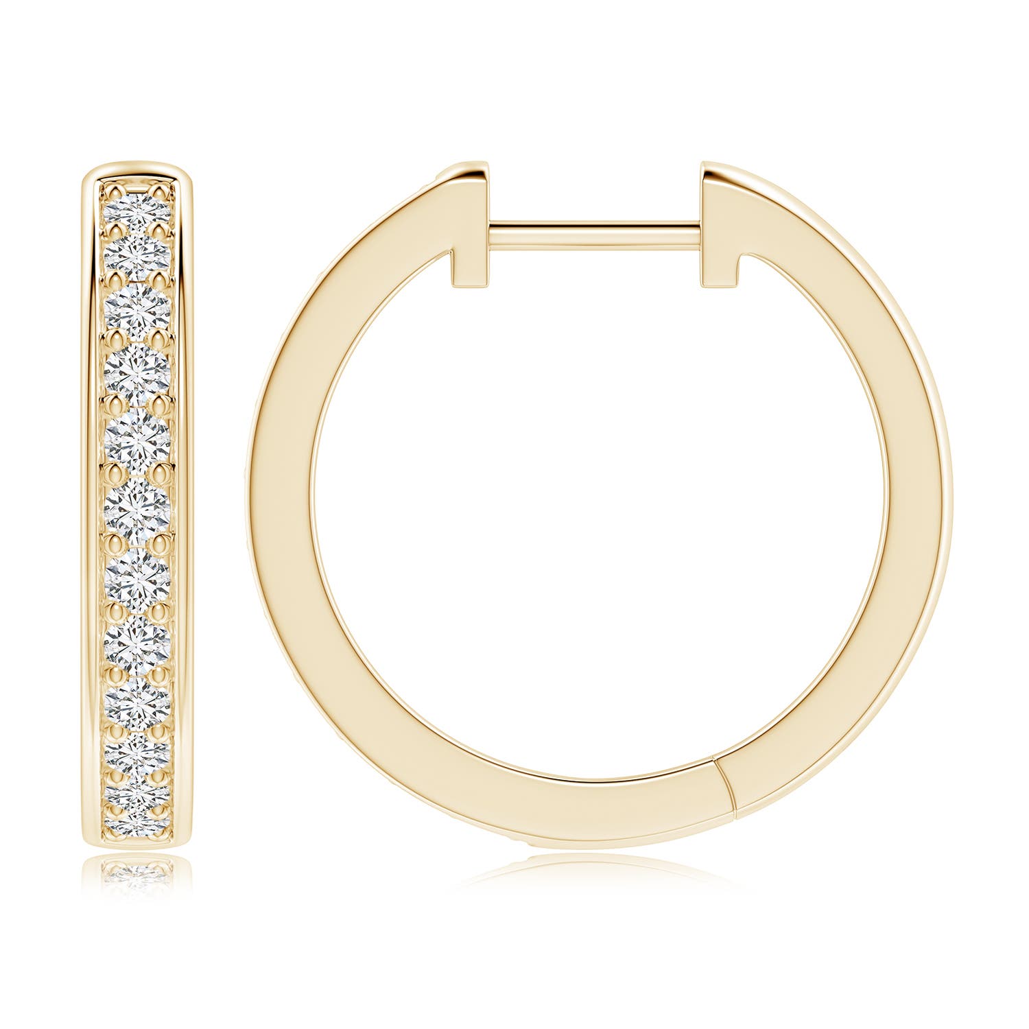 2.8mm HSI2 pave-Set Round Diamond Hinged Hoop Earrings in 18K Yellow Gold