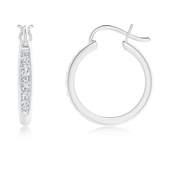 1.7mm GVS2 Channel-Set Round Diamond Tapered Hoop Earrings in P950 Platinum