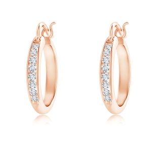 1.7mm GVS2 Channel-Set Round Diamond Tapered Hoop Earrings in Rose Gold