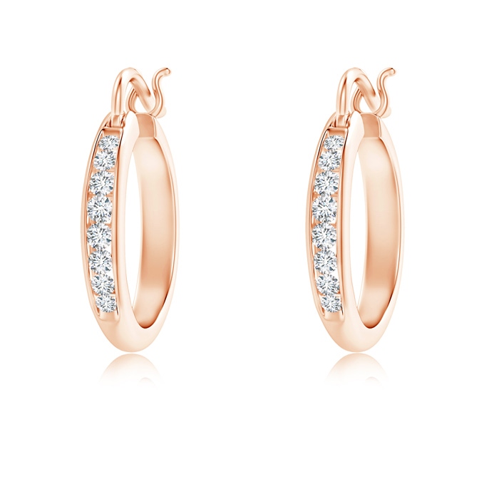 1.7mm GVS2 Channel-Set Round Diamond Tapered Hoop Earrings in Rose Gold 