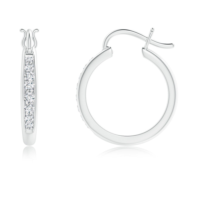 1.7mm GVS2 Channel-Set Round Diamond Tapered Hoop Earrings in White Gold product image