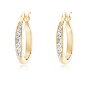 1.7mm GVS2 Channel-Set Round Diamond Tapered Hoop Earrings in Yellow Gold