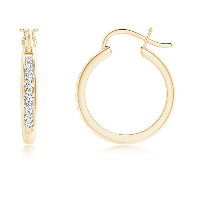 1.7mm GVS2 Channel-Set Round Diamond Tapered Hoop Earrings in Yellow Gold Product Image
