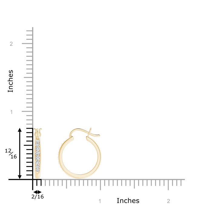 1.7mm GVS2 Channel-Set Round Diamond Tapered Hoop Earrings in Yellow Gold product image