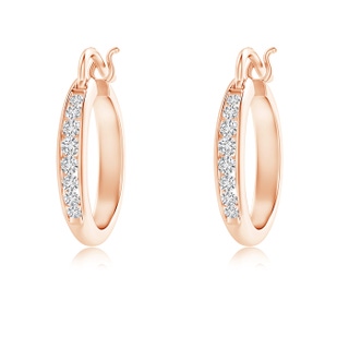 1.7mm HSI2 Channel-Set Round Diamond Tapered Hoop Earrings in 9K Rose Gold