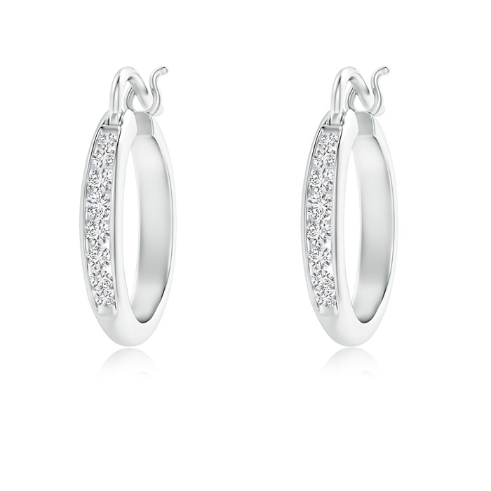1.7mm HSI2 Channel-Set Round Diamond Tapered Hoop Earrings in P950 Platinum 