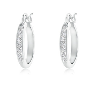 1.7mm HSI2 Channel-Set Round Diamond Tapered Hoop Earrings in White Gold