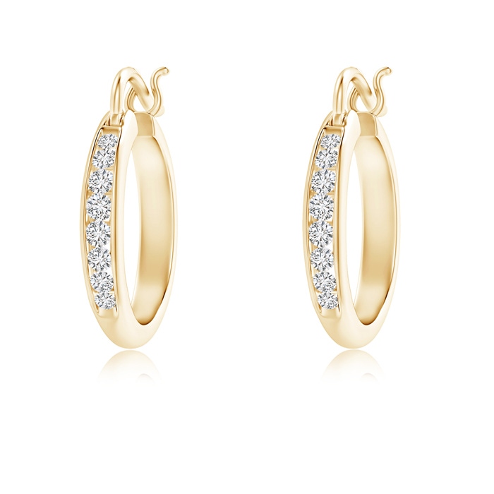 1.7mm HSI2 Channel-Set Round Diamond Tapered Hoop Earrings in Yellow Gold