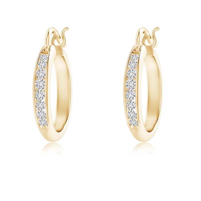 1.7mm HSI2 Channel-Set Round Diamond Tapered Hoop Earrings in Yellow Gold 