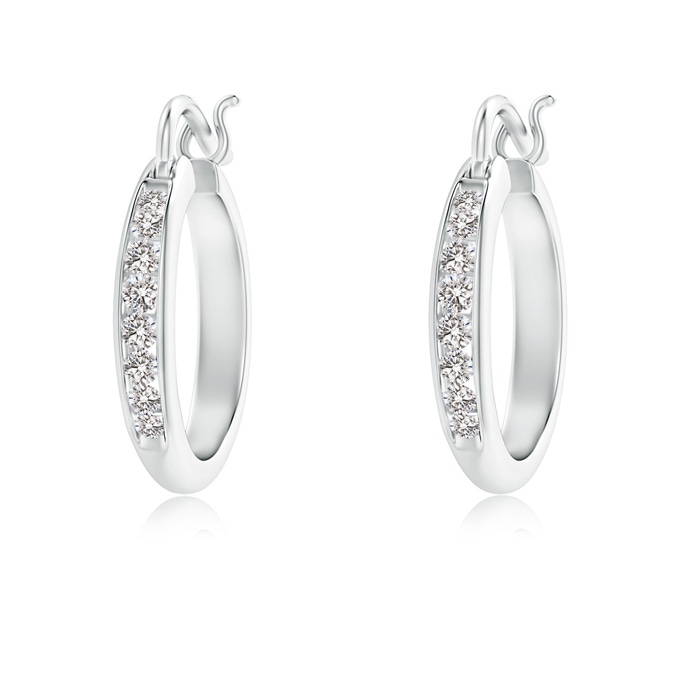 1.7mm IJI1I2 Channel-Set Round Diamond Tapered Hoop Earrings in White Gold 