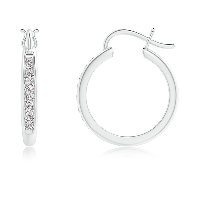 1.7mm IJI1I2 Channel-Set Round Diamond Tapered Hoop Earrings in White Gold product image