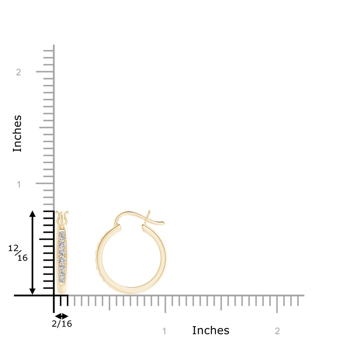 1.7mm IJI1I2 Channel-Set Round Diamond Tapered Hoop Earrings in Yellow Gold product image